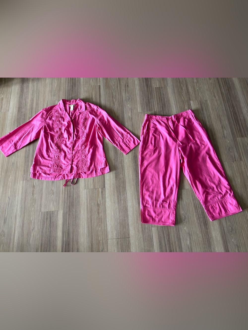 VTG Bechamel Outfit Pink 2 Piece Jacket Pants Set Women L Barbie Cowgirl Retro